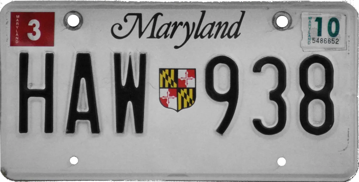 Maryland vehicle registration card