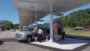 Massachusetts emissions test station for older vehicles