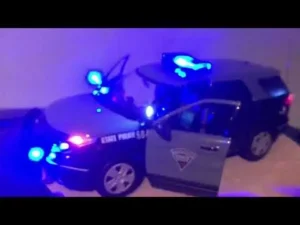 Massachusetts police car with blue and red lights