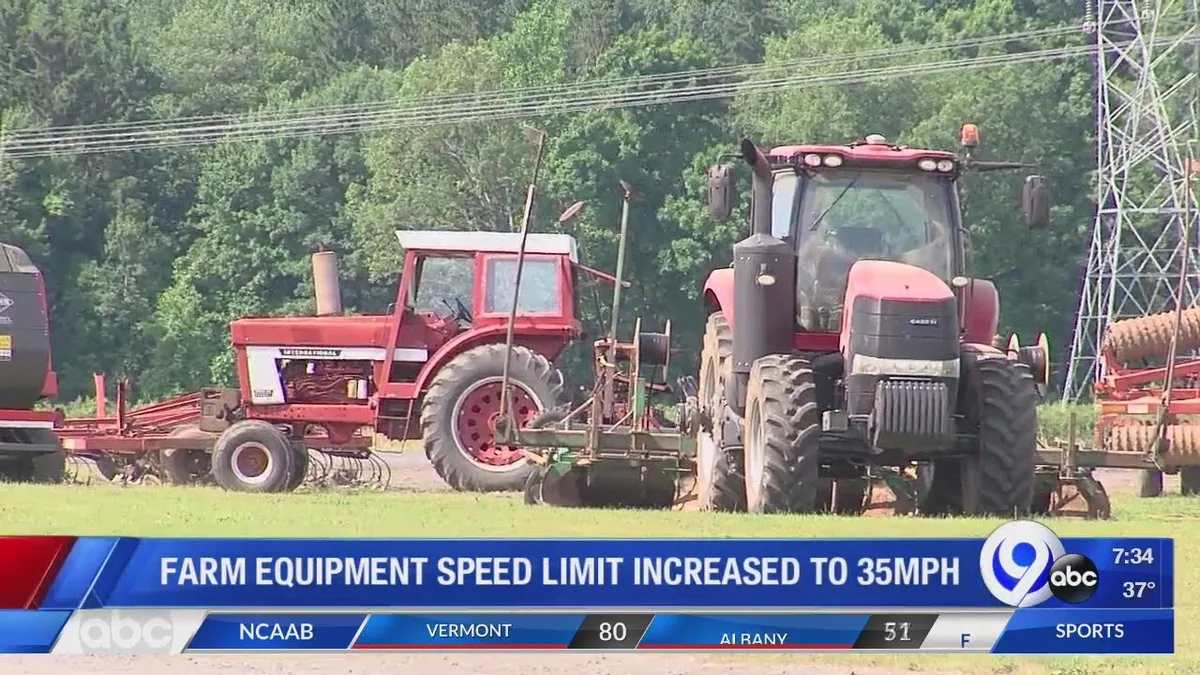 Michigan road sign speed limit 25 mph for farm equipment