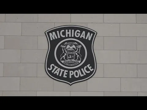 Michigan State Police patrol car on winter road