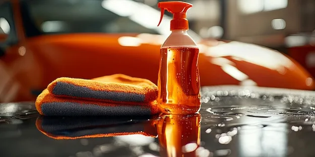 microfiber towel and spray bottle for car cleaning