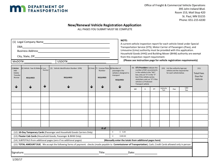 Minnesota commercial vehicle registration