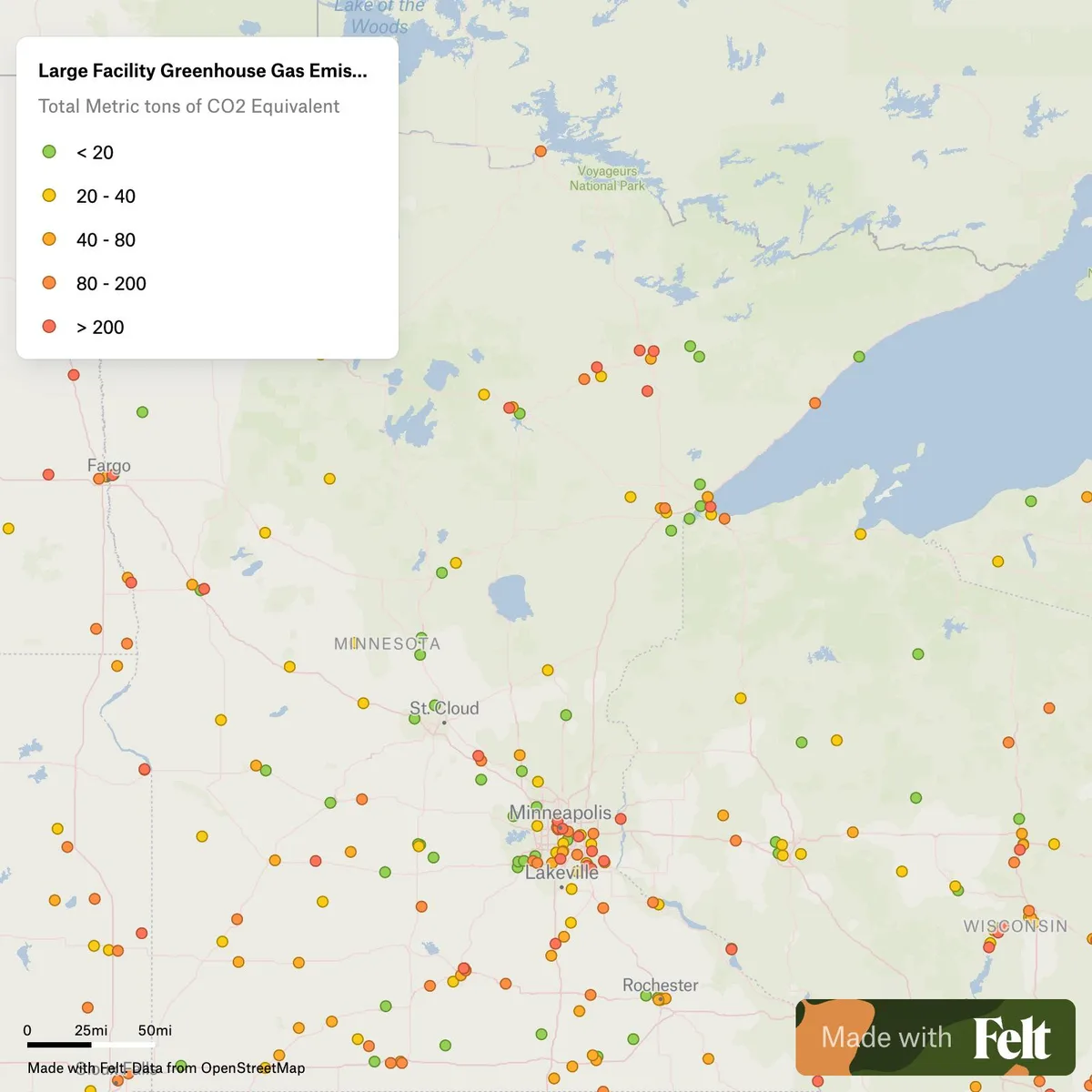 Minnesota emissions inspection areas map