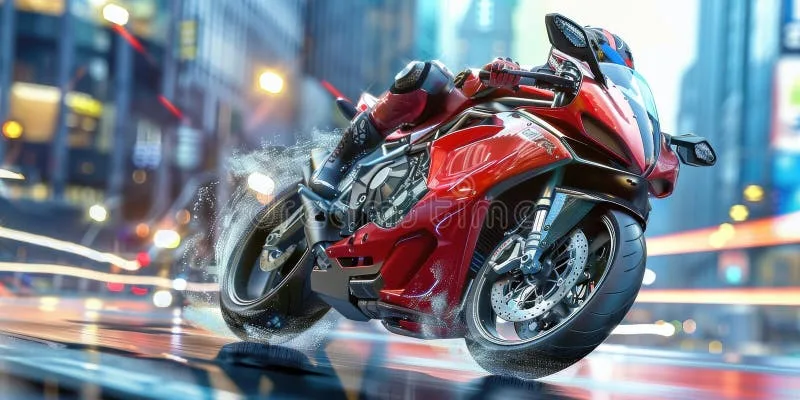 motorcycle proceeding through empty intersection