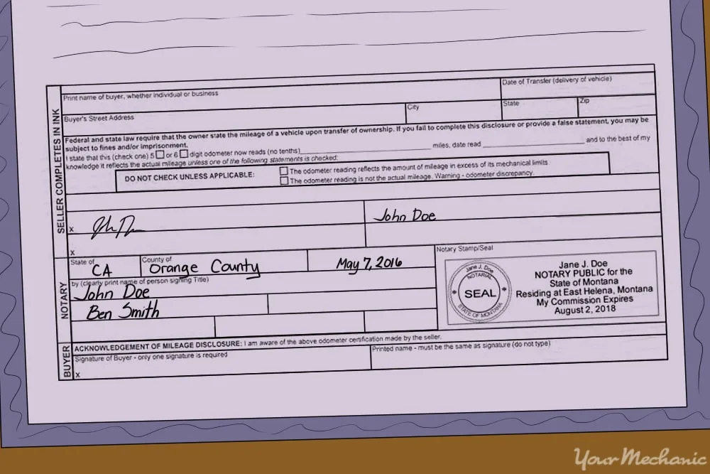 notary public stamp on car documents