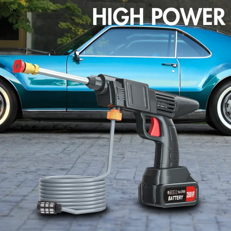 portable car cleaning jet in use