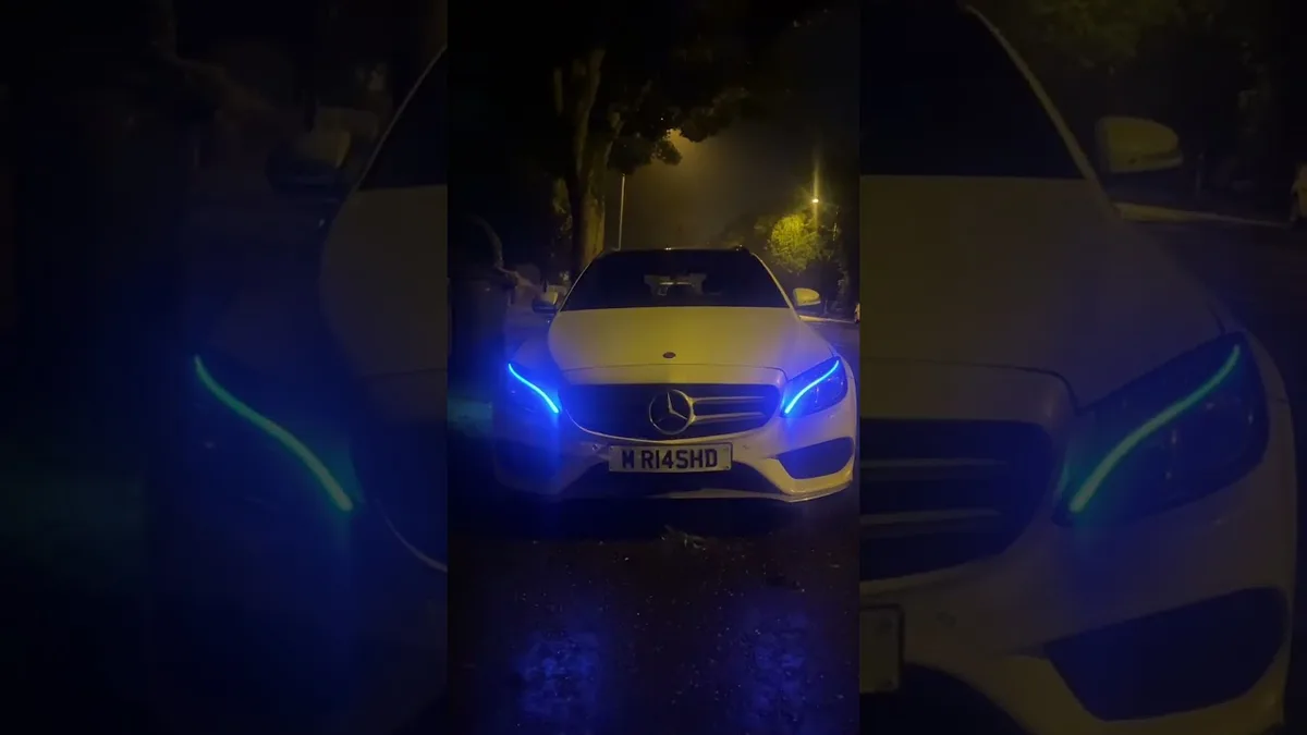private car with illegal blue lights