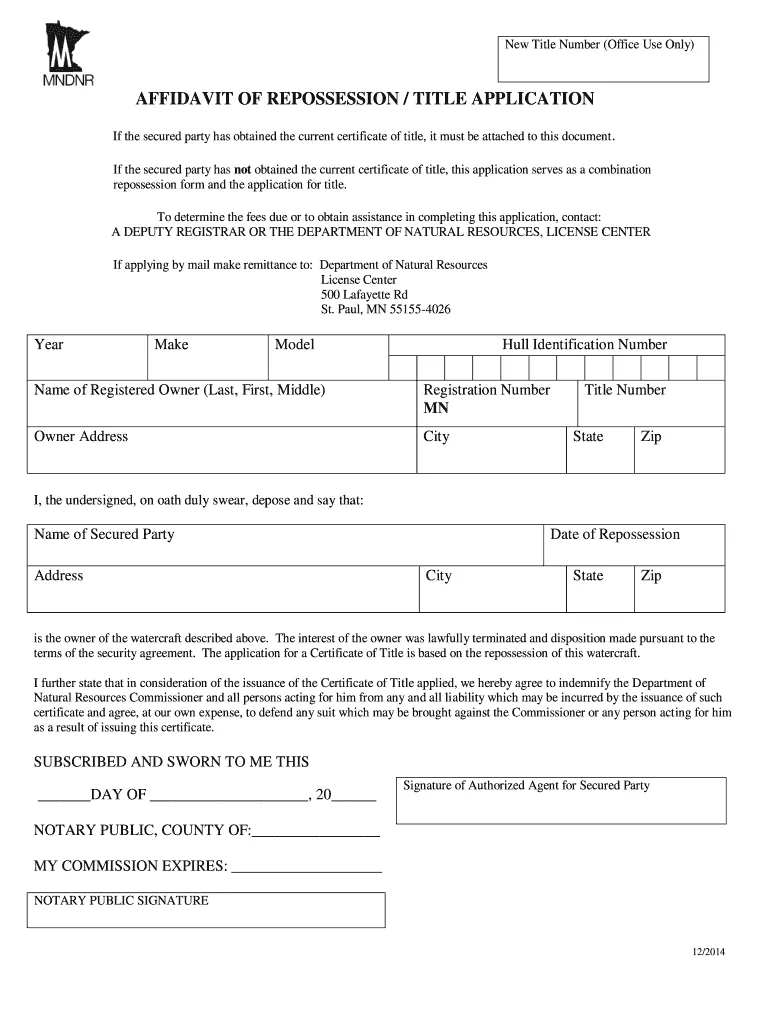 repossession title documents example
