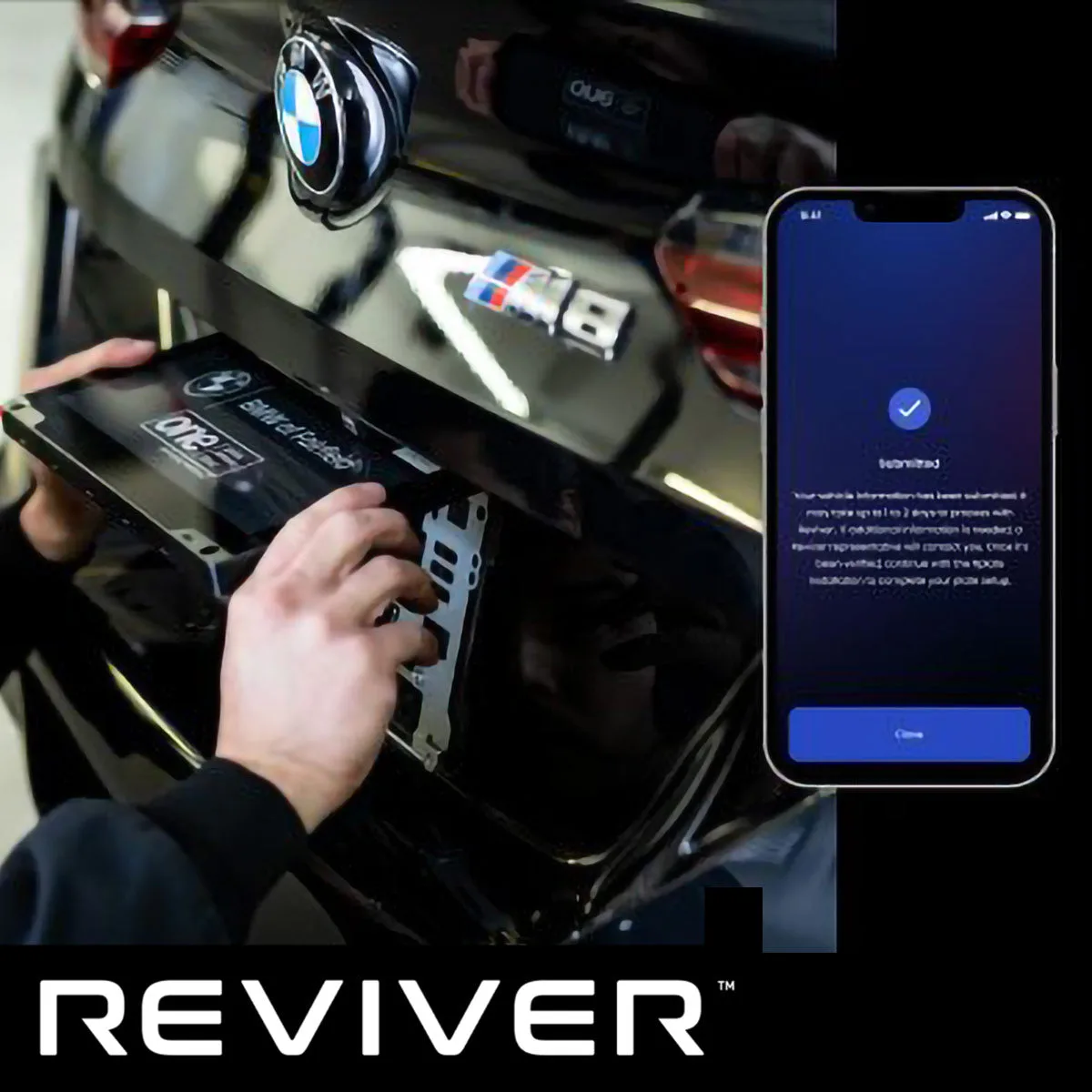 Reviver digital license plate on a car