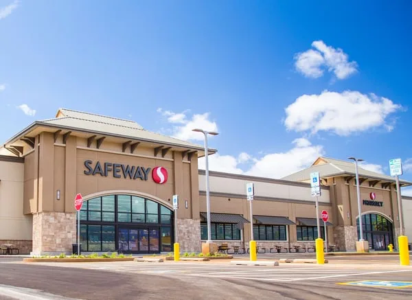 Safeway store exterior with kiosk signage