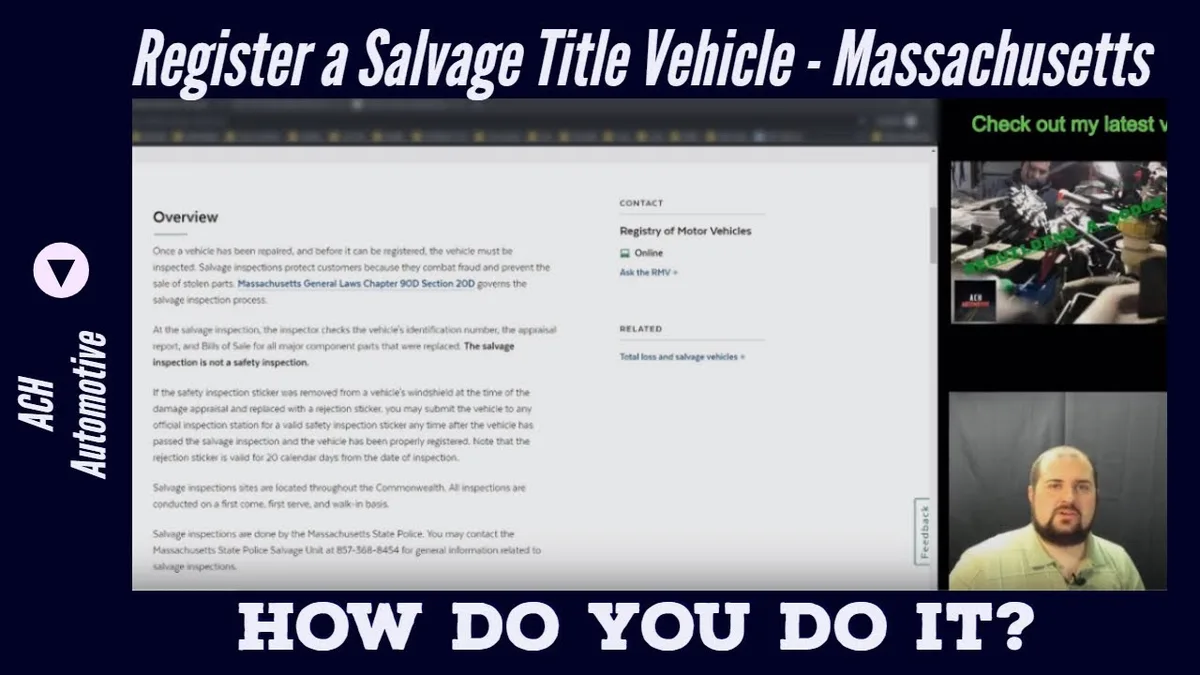 salvage vehicle inspection Massachusetts