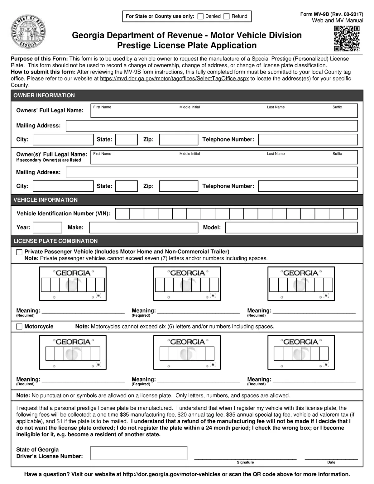 specialty plate application