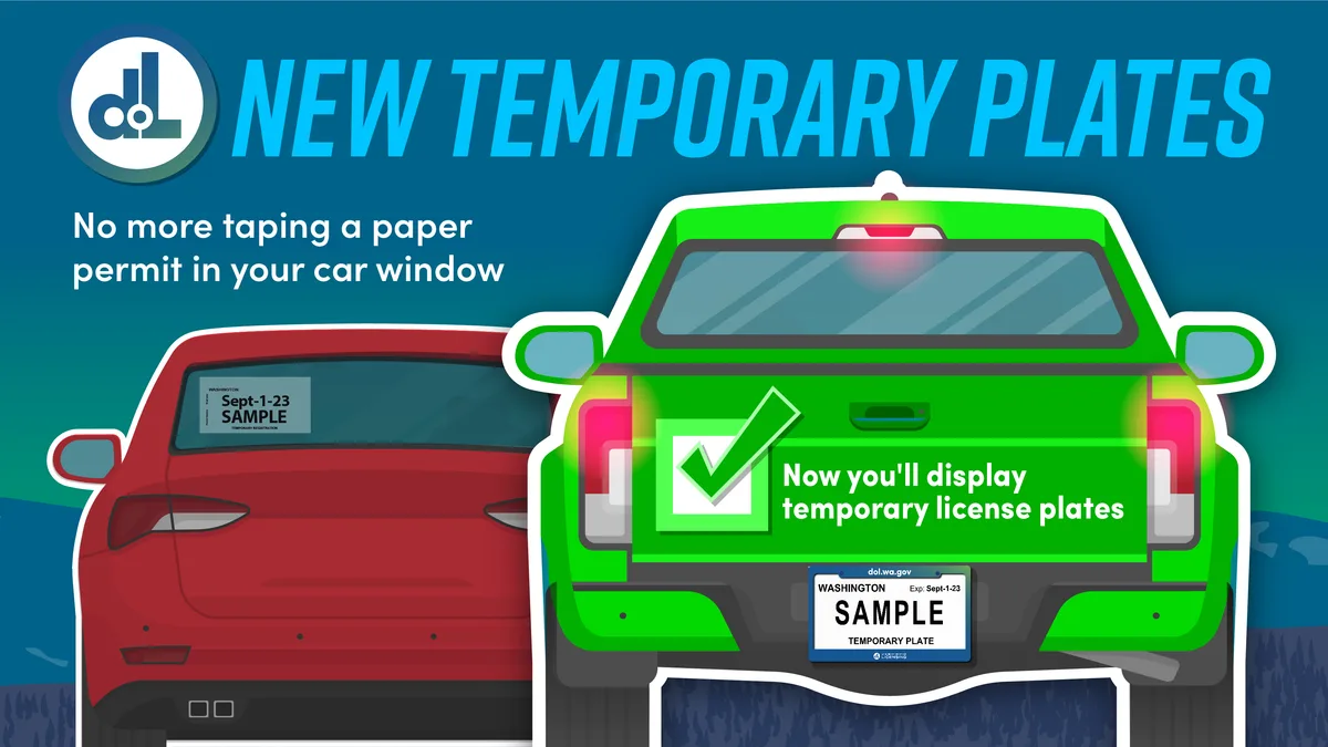 temporary tag in car window