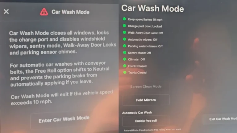 tesla car wash disable