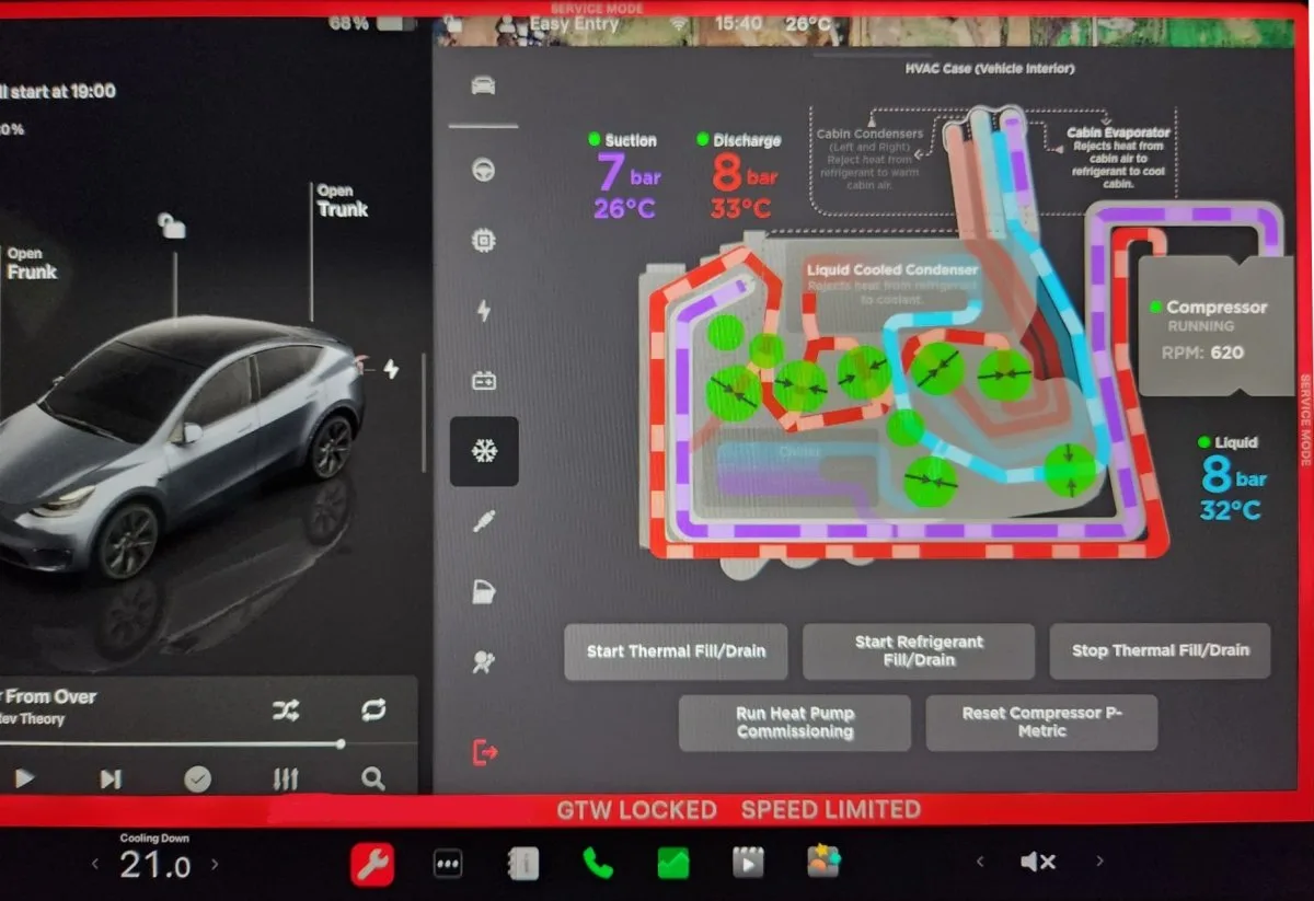 Tesla Service Mode washer test