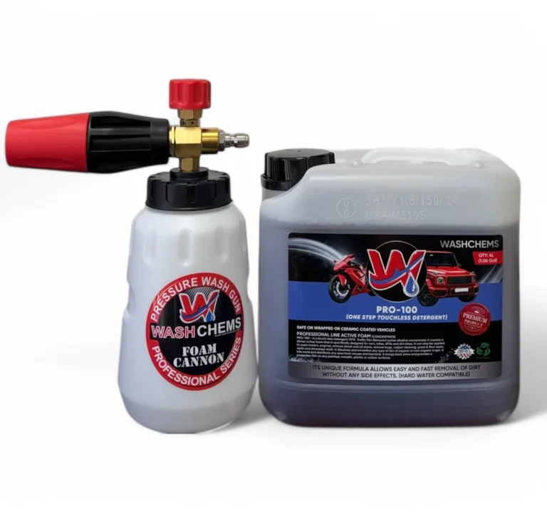 touchless car wash detergent spray on car