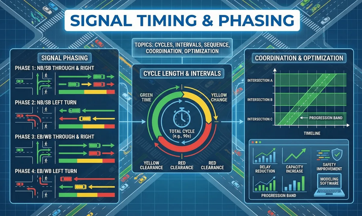 Traffic signal timing diagram with yellow phase labeled