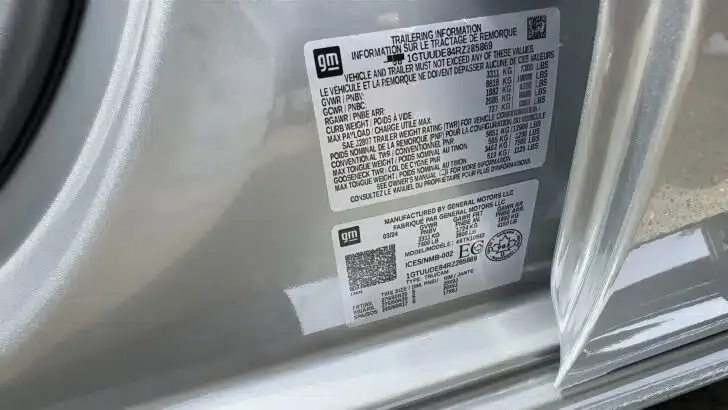 vehicle net weight label