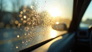 washing car in sunlight with water spots