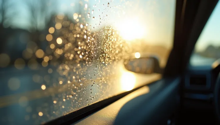 washing car in sunlight with water spots