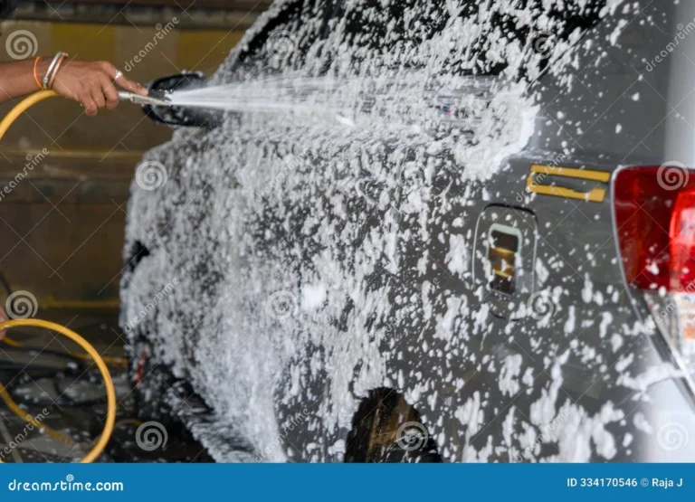 washing dusty car