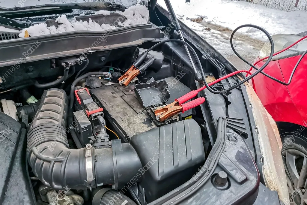 winter car battery jump start