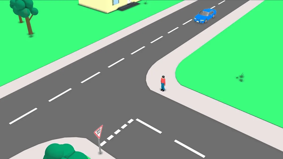yielding to pedestrians at crosswalk
