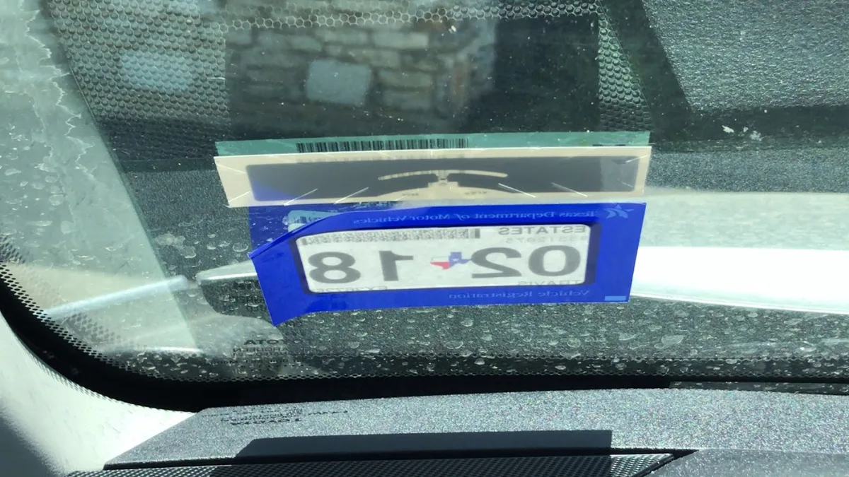 American Samoa vehicle registration sticker on windshield