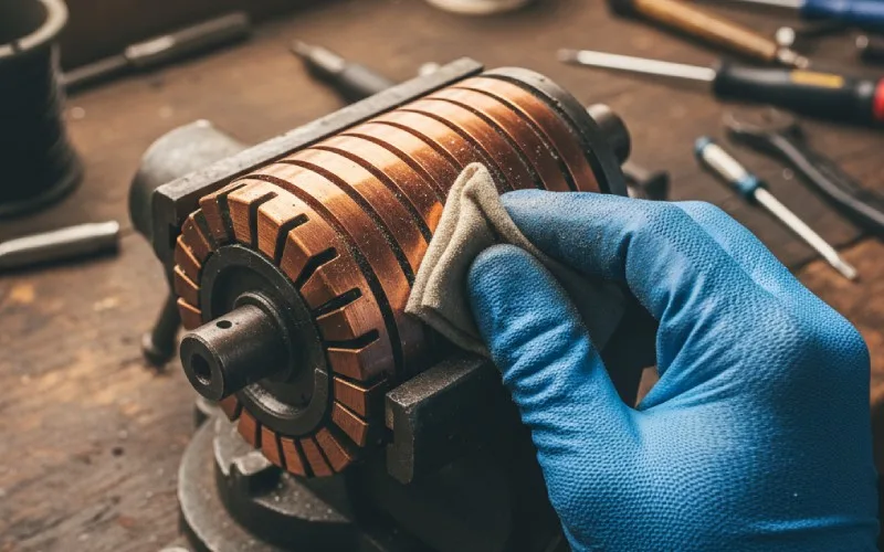 cleaning brushed motor with DI water
