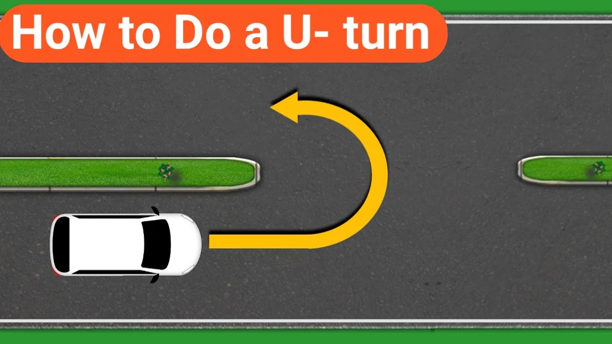 correct U-turn lane positioning diagram