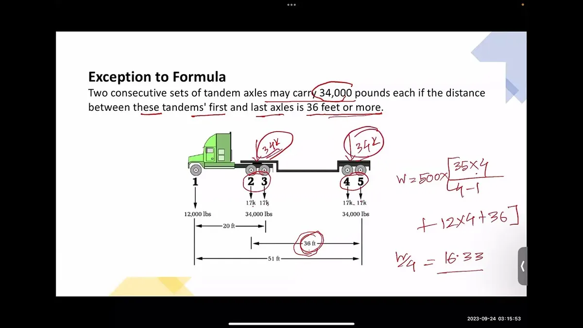 Federal Bridge Formula weight calculation