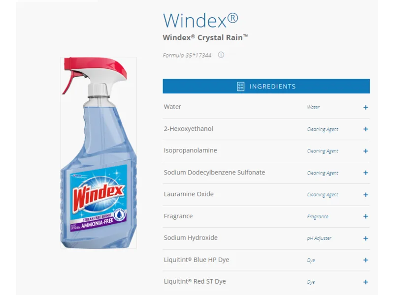 glass cleaner ingredients