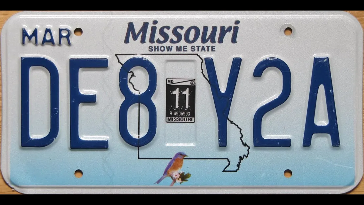 Missouri standard plate colors by year