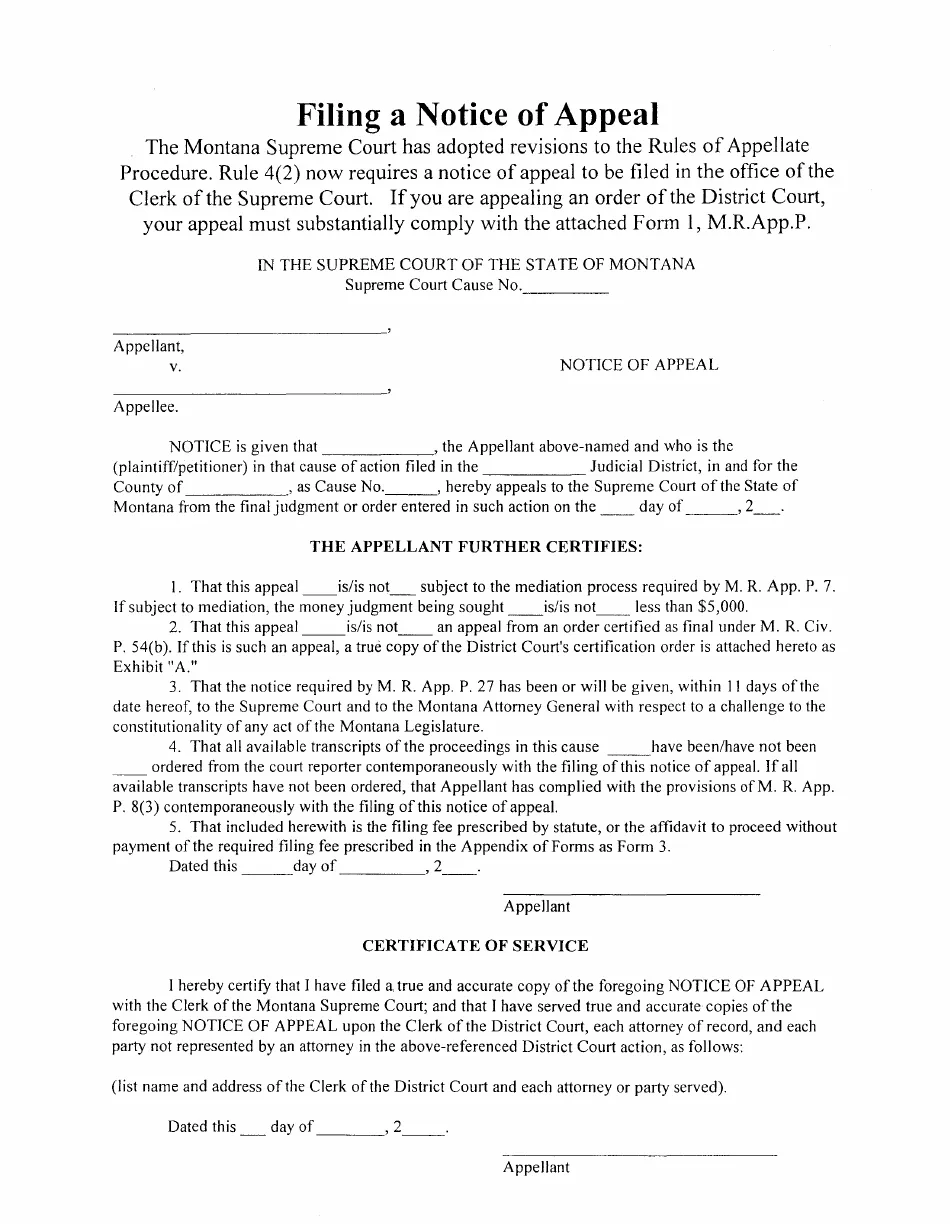 Montana motorhome appeal documentation