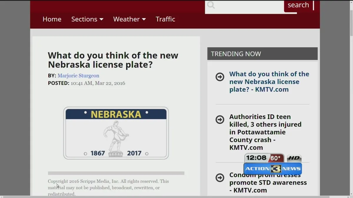 Nebraska license plate and registration sticker