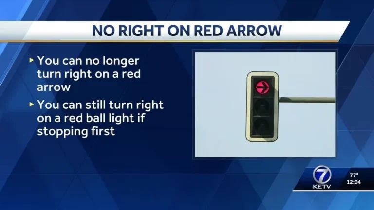 Nebraska right on red law and complete stop requirements at intersections