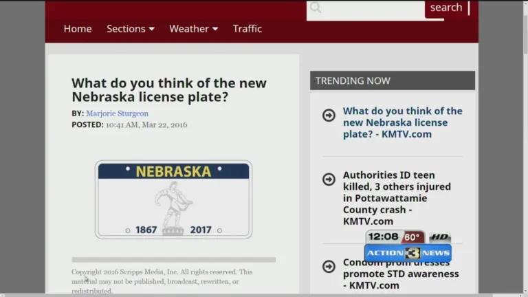 Nebraska vehicle registration sticker on license plate