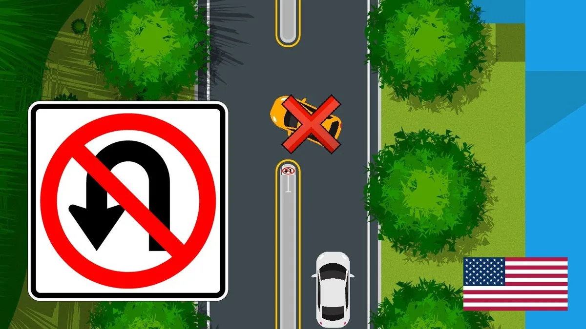 No U-turn sign Guam