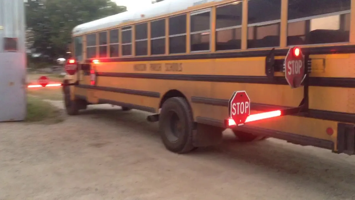 Oregon school bus stop arm extended