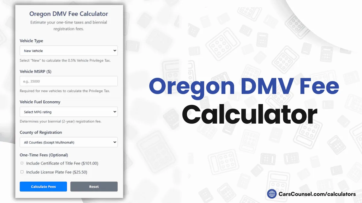 Oregon vehicle registration fee calculation workflow
