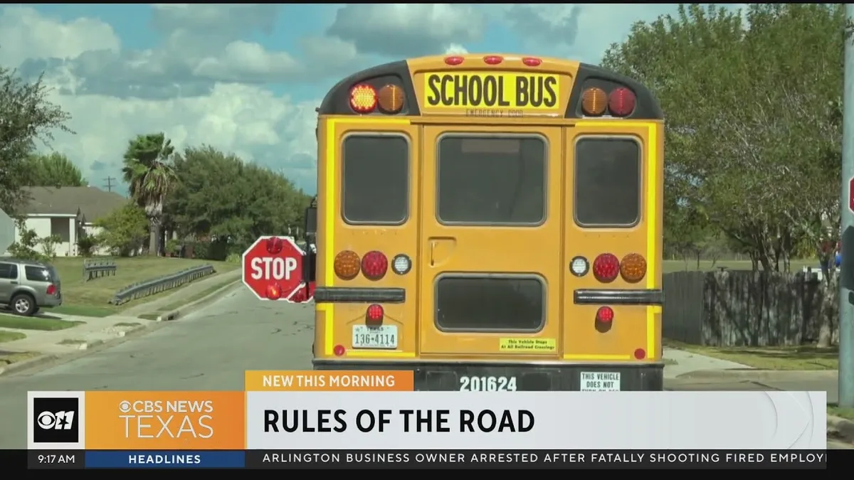 school bus stopped divided highway scenario